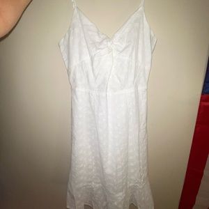 Nickilam White Graduation Dress, Twist knot top and ruffles on the bottom trim!